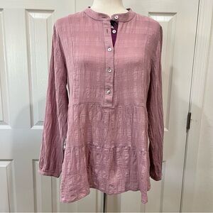 Soft Surroundings Gloria Gauze Henley Tunic Top Mauve Size Small